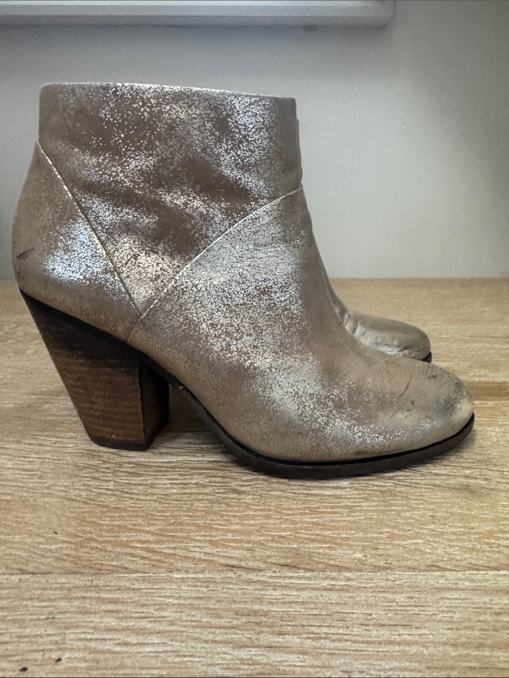 Vince Camuto gold shimmer metallic leather boots